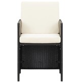 VidaXL Tuinstoelen 2 st met kussens poly rattan zwart