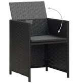 VidaXL Tuinstoelen 2 st met kussens poly rattan zwart