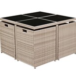 VidaXL 9-delige Tuinset met kussens poly rattan beige