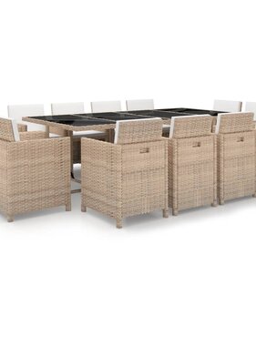 VidaXL 13-delige Tuinset met kussens poly rattan beige