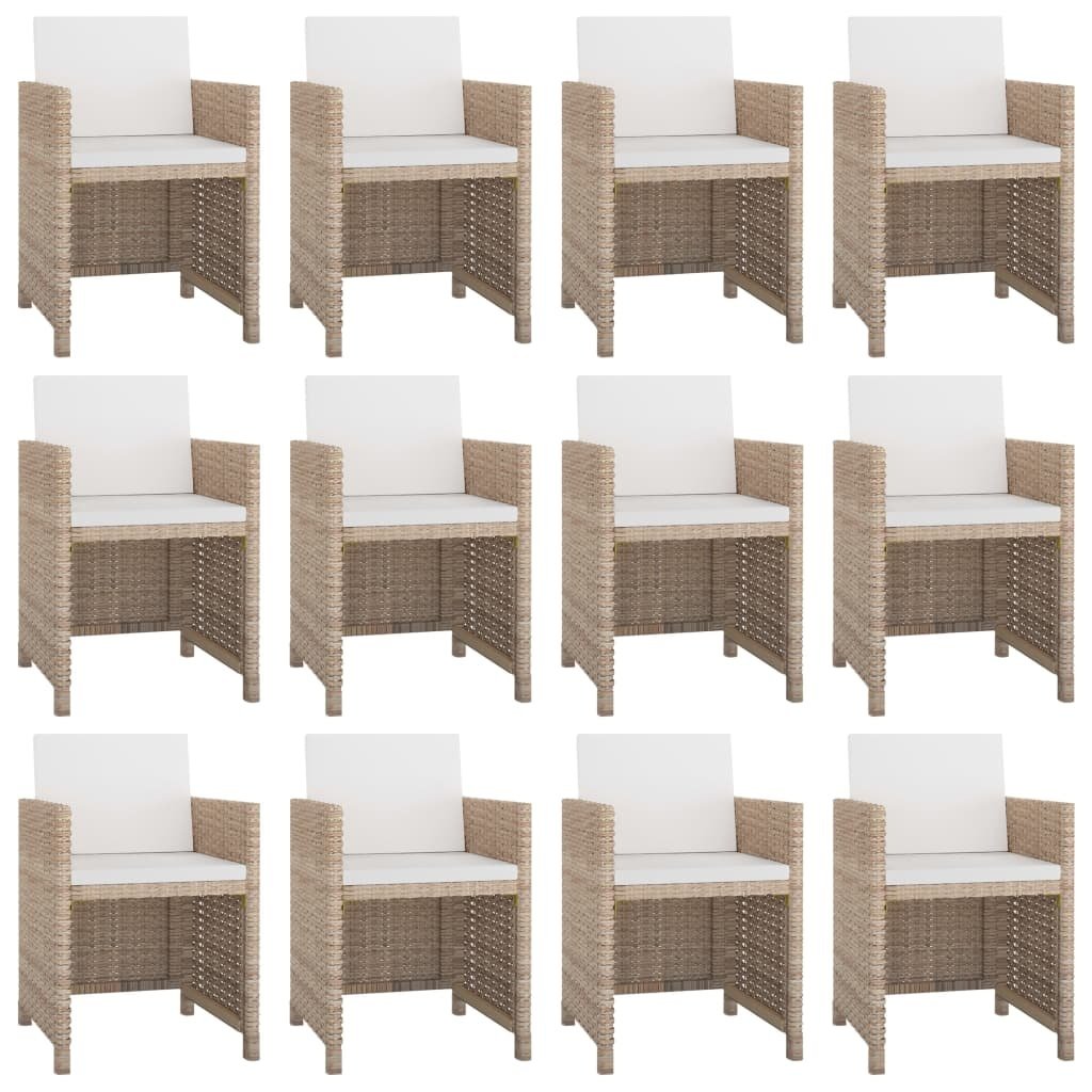 VidaXL 13-delige Tuinset met kussens poly rattan beige