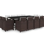 VidaXL 13-delige Tuinset met kussens poly rattan bruin