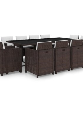 VidaXL 13-delige Tuinset met kussens poly rattan bruin