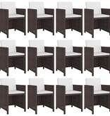 VidaXL 13-delige Tuinset met kussens poly rattan bruin