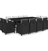VidaXL 13-delige Tuinset met kussens poly rattan zwart
