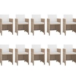 VidaXL 11-delige Tuinset met kussens poly rattan beige