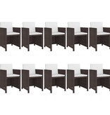 VidaXL 11-delige Tuinset met kussens poly rattan bruin