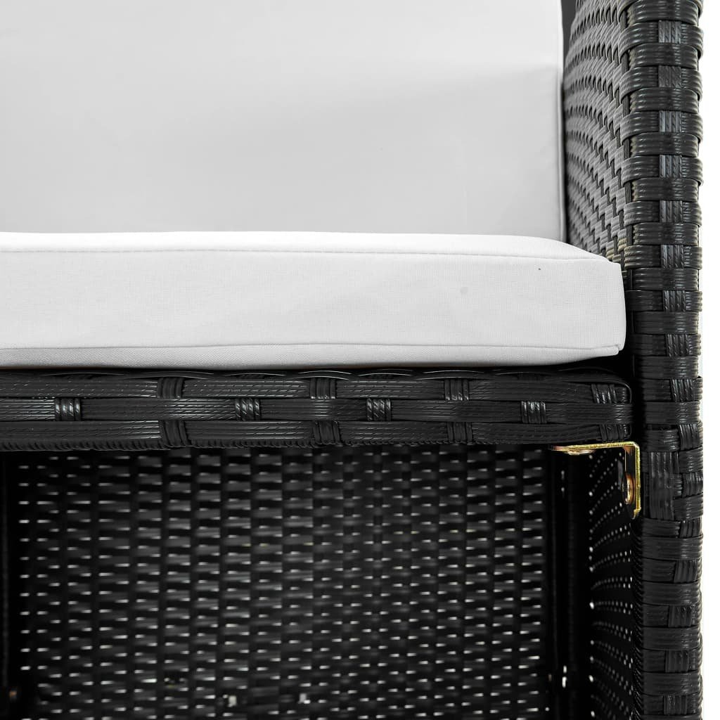 VidaXL 11-delige Tuinset met kussens poly rattan zwart