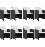 VidaXL 9-delige Tuinset met kussens poly rattan zwart