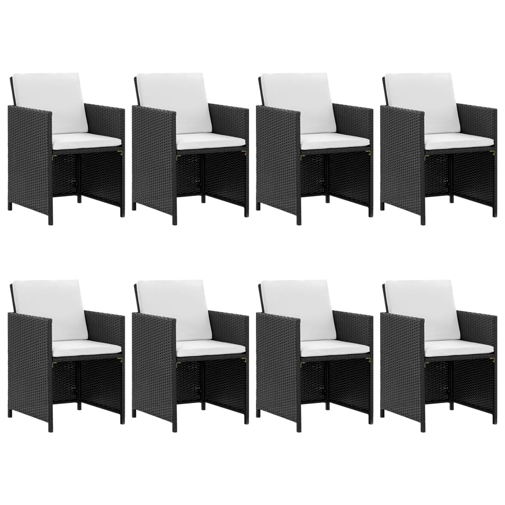 VidaXL 9-delige Tuinset met kussens poly rattan zwart