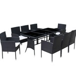 VidaXL 9-delige Tuinset met kussens poly rattan zwart