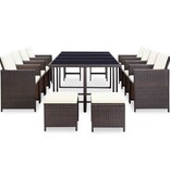 VidaXL 13-delige Tuinset met kussens poly rattan bruin