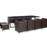 VidaXL 13-delige Tuinset met kussens poly rattan bruin