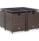 VidaXL 9-delige Tuinset met kussens poly rattan bruin