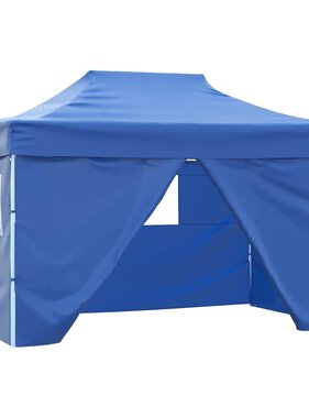 VidaXL Vouwtent pop-up met 4 zijwanden 3x4,5 m blauw