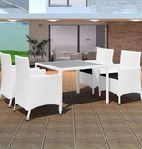 VidaXL 5-delige Tuinset poly rattan crèmewit