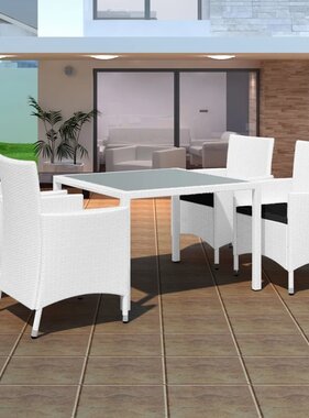 VidaXL 5-delige Tuinset poly rattan crèmewit