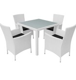 VidaXL 5-delige Tuinset poly rattan crèmewit