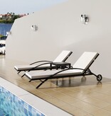 VidaXL Ligbedden met tafel poly rattan zwart