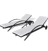 VidaXL Ligbedden met tafel poly rattan zwart