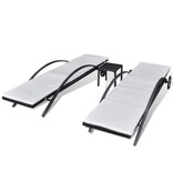 VidaXL Ligbedden met tafel poly rattan zwart