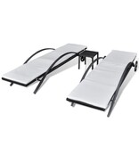VidaXL Ligbedden met tafel poly rattan zwart