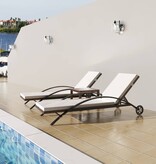 VidaXL Ligbedden met tafel poly rattan bruin