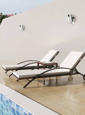VidaXL Ligbedden met tafel poly rattan bruin