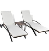 VidaXL Ligbedden met tafel poly rattan bruin