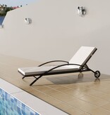 VidaXL Ligbed met kussen en wieltjes poly rattan bruin
