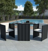VidaXL 3-delige Bistroset met kussens poly rattan zwart
