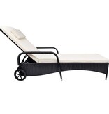 VidaXL Ligbed met wieltjes poly rattan zwart