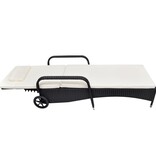 VidaXL Ligbed met wieltjes poly rattan zwart