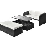 VidaXL 4-delige Loungeset met kussens poly rattan zwart