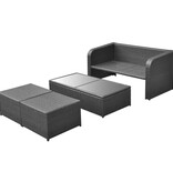 VidaXL 4-delige Loungeset met kussens poly rattan zwart