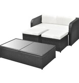 VidaXL 4-delige Loungeset met kussens poly rattan zwart