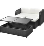 VidaXL 4-delige Loungeset met kussens poly rattan zwart