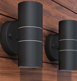 VidaXL LED-wandlamp buiten op-/neerwaarts RVS 2 st