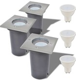 VidaXL LED-Grondspots buiten 3 stuks vierkant