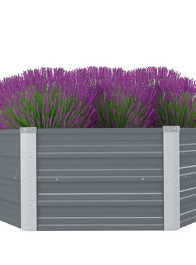 VidaXL Plantenbak verhoogd 129x129x46 cm gegalvaniseerd staal grijs