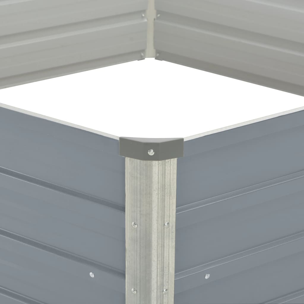 VidaXL Plantenbak verhoogd 129x129x46 cm gegalvaniseerd staal grijs