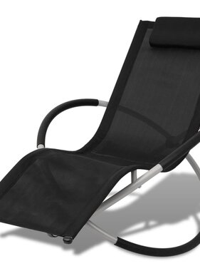 VidaXL Ligbed voor buiten geometrisch zwart en grijs staal