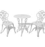 VidaXL 3-delige Bistroset gietaluminium wit