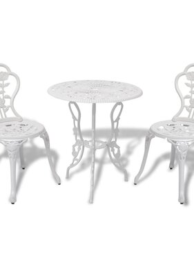 VidaXL 3-delige Bistroset gietaluminium wit