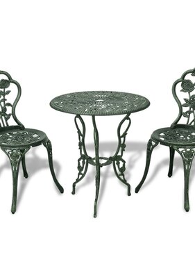 VidaXL 3-delige Bistroset gietaluminium groen