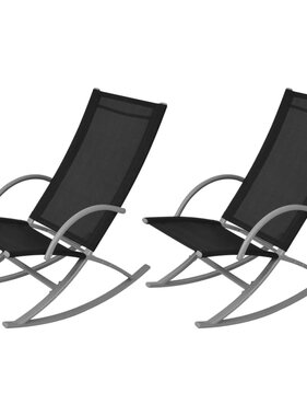 VidaXL Tuinschommelstoelen 2 st staal en textileen zwart
