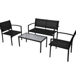 VidaXL 4-delige Loungeset textileen zwart