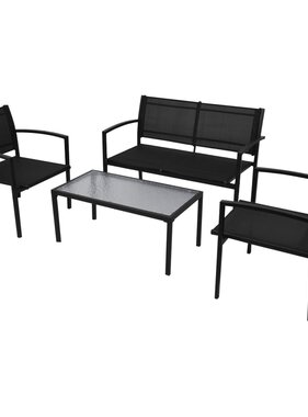 VidaXL 4-delige Loungeset textileen zwart