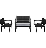 VidaXL 4-delige Loungeset textileen zwart