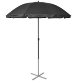 VidaXL Ligbedden met parasol aluminium zwart